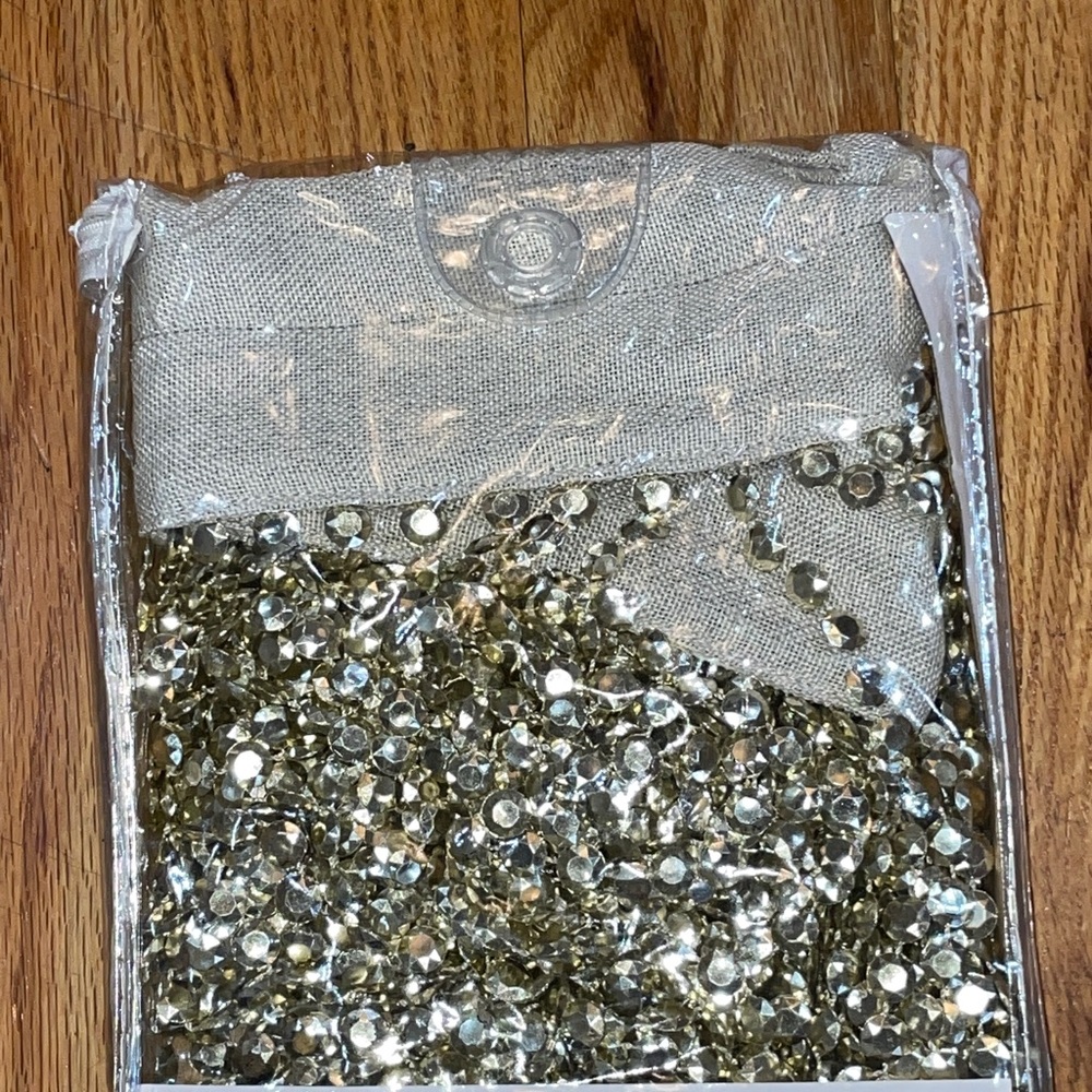 NEW Beaded Valance Swag "Luna" Gold Diamonds 42" x 20" | Taupe Fabric Top - Picture 3 of 7